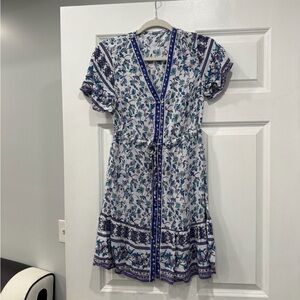 Floral Blue and White Women's Dress